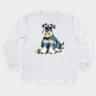 Miniature Schnauzer Watercolor - Gift For Dog Lovers Kids Long Sleeve T-Shirt